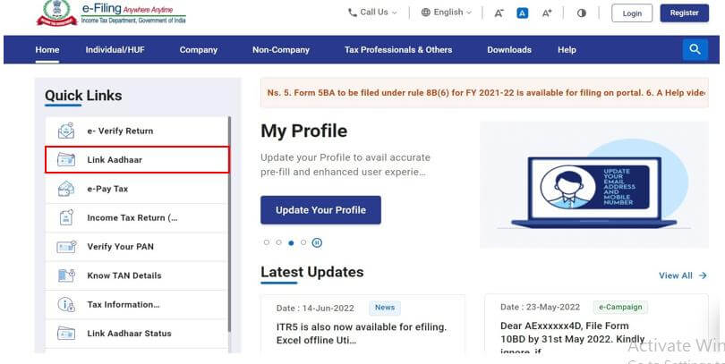 pan aadhaar linking